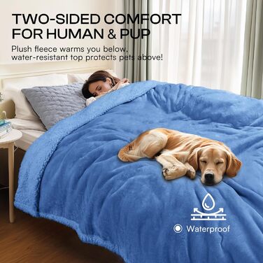 Водонепроникний коврик для тварин Luciphia, Sherpa Fleece, захист меблів від собак та котів, сіро-білий L (65' x57'), XL (85' x57', темно-синій), товстий