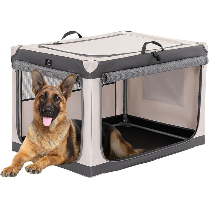 Складана транспортна коробка для великих собак A4Pet XL, м'яка переноска з алюмінієвим каркасом, сіра, для дому та подорожей