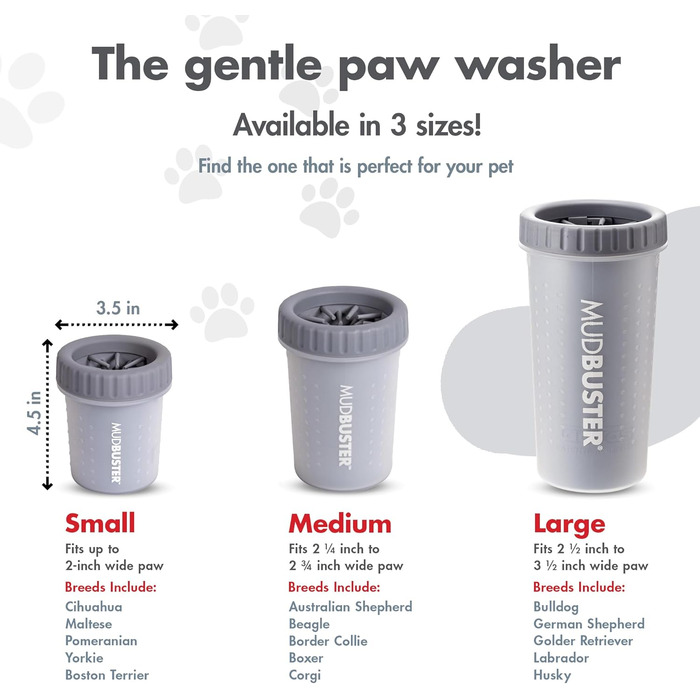 Dexas MudBuster: портативний очищувач лап для собак, аксесуар для догляду за тваринами, розмір S, сірий
