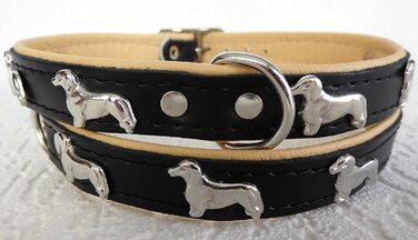 Ліденячий нашийник для собак DACKEL, шкіряний, обхват шиї 28-32/30-36/36-41 см, Чорний - Бежевий, НОВИЙ