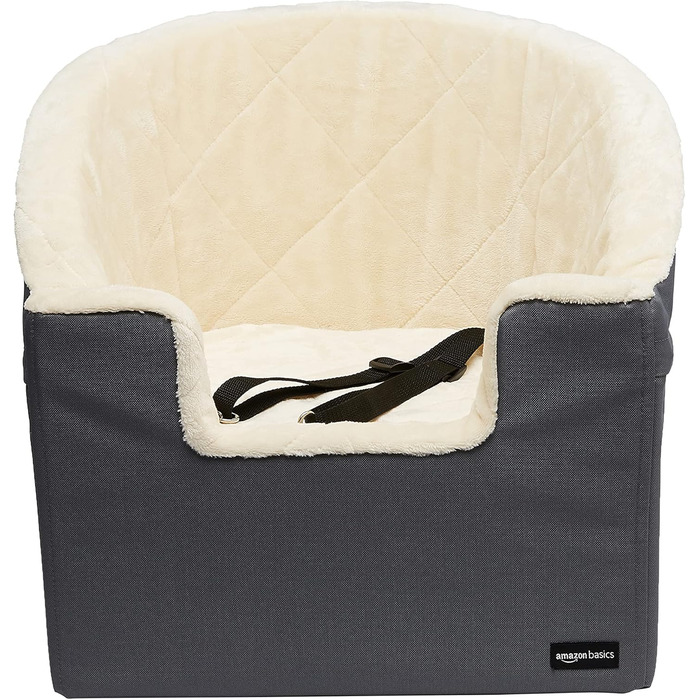 Підвищена автосидіння для тварин Amazon Basics, великий розмір, 45,7 x 55,8 x 40,6 см (сірий, маленький)