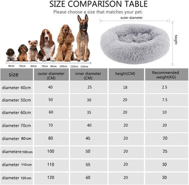 Кругле ліжко для собак та котів, м'яке, плюшеве, темно-сіре, 70 см