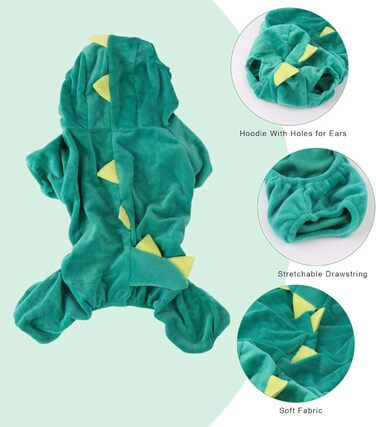 Костюм на Хелловін для собак великих порід DELIFUR, динозавр, зелений, розмір 3XL