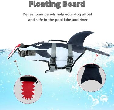 SMONT Жилет для плавання собак, регульований, для малих, середніх та великих собак, Ripstop, з рятувальним ручним захватом, для плавання, пляжу, катання на човні