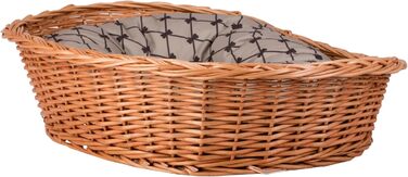 Корзина для тварин з плетіння лози e-wicker24: зручне ліжко для собак та котів (80x60x26 см, бежевий)