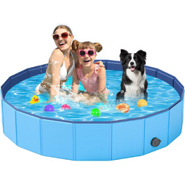 Складний басейн для собак YSJILIDE 160x30 см, PVC, для малих, середніх і великих порід, дитячий басейн, стійкий до стирання та ковзання, XL-160