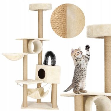 Високий ігровий комплекс для котів Springos 101: дряпачка, лежанка та стовпчик (160 см)