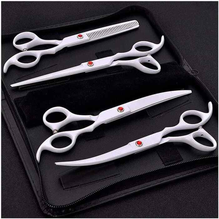 Професійна ножиця для собак, вигнута, для грумінгу, біла