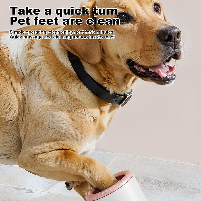Автоматичний очищувач лап для собак, мийка лап для домашніх тварин, USB-перезаряджуваний очищувач лап для собак з м'яким силіконом, електричний очищувач лап, портативний очищувач лап, портативний білий/рожевий (блакитний)