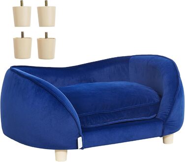 Крісло-лежанка для домашніх тварин VEVOR, лежанка для собак та котів середнього розміру, м'яка велюрова лежанка для собак, крісло для котів, що витримує до 37 кг, лежанка для домашніх тварин, темно-синій колір, розмір L (71 x 51 x 11 см)