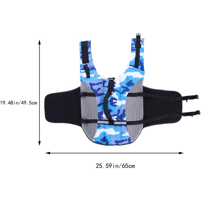 Рятувальний жилет для собак POPETPOP, регульований, дихаючий, з ручками та швидкою застібкою, блакитний (M)