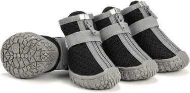 Чоботи для собак, захист подушечок лап, Outdoor, 4 шт. З відбиваючим кріпленням на липучці, дихаючі, регульовані, для малих та середніх собак (Чорний, 5)