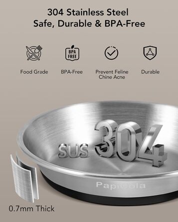 Набори мисок для котів з нержавіючої сталі, 3 шт., 16 см. Антиковзка підставка, широкі та плоскі миски, зручні для вусів