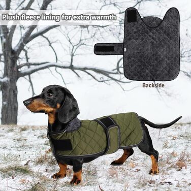 Зимовий теплий пуховик для такс, тепла куртка для собак, зимова куртка для такс, пуховик для собак середнього та малого розміру, армійний зелений, M