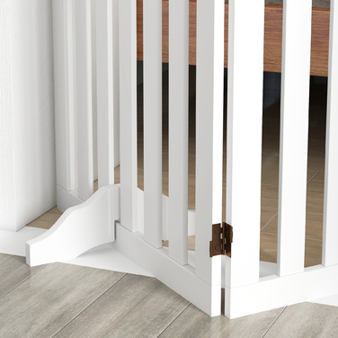 PawHut Barrier Dog 3 частини, 155 x 61 см складні ворота з 2 опорними ніжками, окремо стоячі ворота для собак, сходові ворота для середніх собак, для передпокою, сходи, білий | Аосом