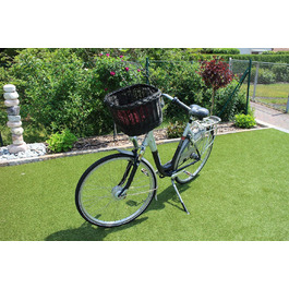 Корзина для велосипеда для собак з ротангу чорного кольору з металевою сіткою та подушкою. Різні розміри. Корзина на кермо для собак, ротанговий кошик, кошик на кермо, кошик для покупок, натуральний (L з подушкою)