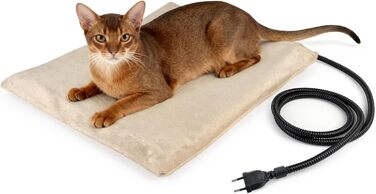 Кішечковий та собачий килимок NICREW з підігрівом 40x45 см, стабільна температура, антигризунковий кабель, хакі, 30 Вт