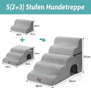 Сходинки для собак COZY KISS: зручні та міцні, 83x50x57 см (сірий)