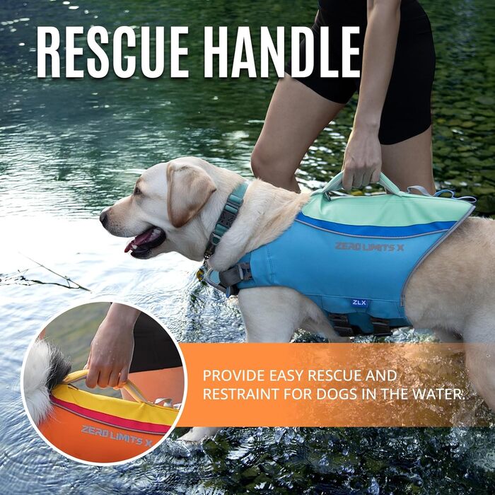 Спасальний жилет для собак великих порід, Ripstop, безпечний захват, регульований, для купання та водних прогулянок (жовто-помаранчевий, L)