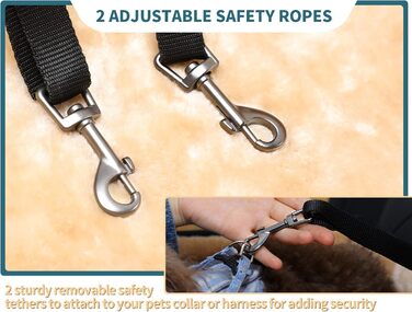 Автокрісло для собак Petsfit L Brown - для великих та 2 маленьких собак, з підкладкою та ременями безпеки