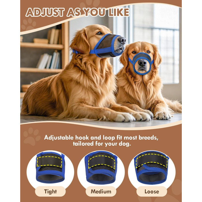 Майка-намордник для собак, м'який Air Mesh, для малих, середніх та великих собак, проти гавкоту та гризіння, дихаючий, можна пити, регульована стрічка, підходить для Німецької вівчарки, Хаскі