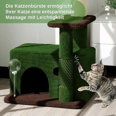 Котячий комплекс Kratzbaum 90 см: кігтеточка, будиночок та іграшки для котів (зелений)
