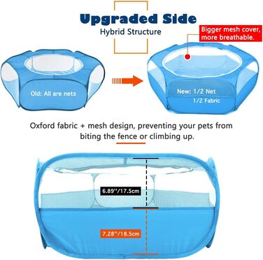 Клітка-манеж для дрібних тварин VavoPaw, 190T поліестер, дихаюча сітка, блискавка, вологостійка, для кошенят, цуценят, кроликів, хом'яків (Темно-синій)