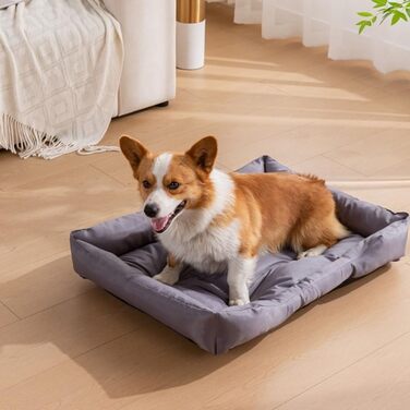 Водонепроникне собаче ліжко M&Catree, прямокутне, миється, м'яке, для собак та котів - темно-сірий (Basic), розмір L: 50*60*7 см