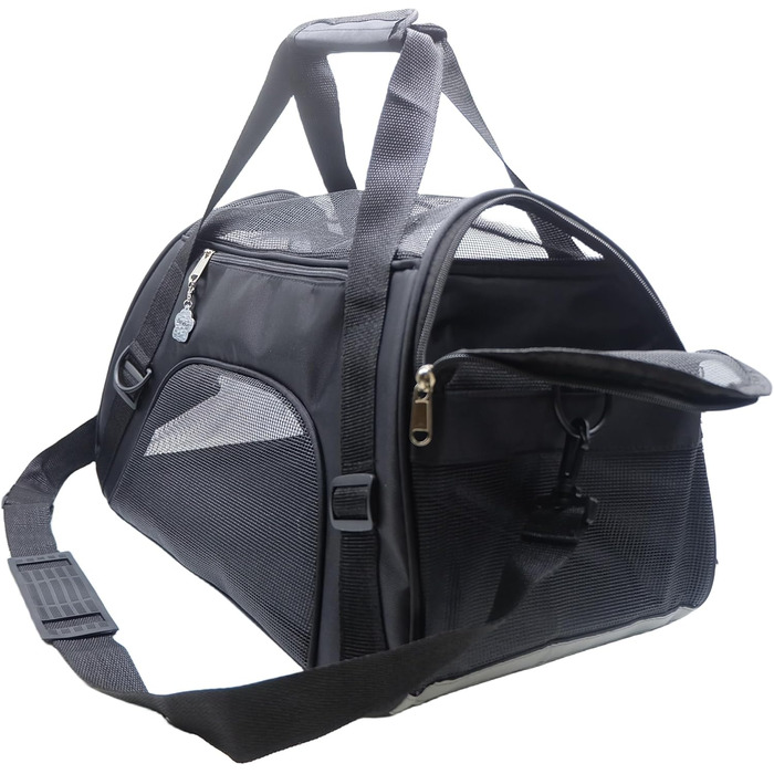Переноска для котів та собак, м'яка, портативна, складана, схвалена авіаперевізниками (Mittel, чорний)