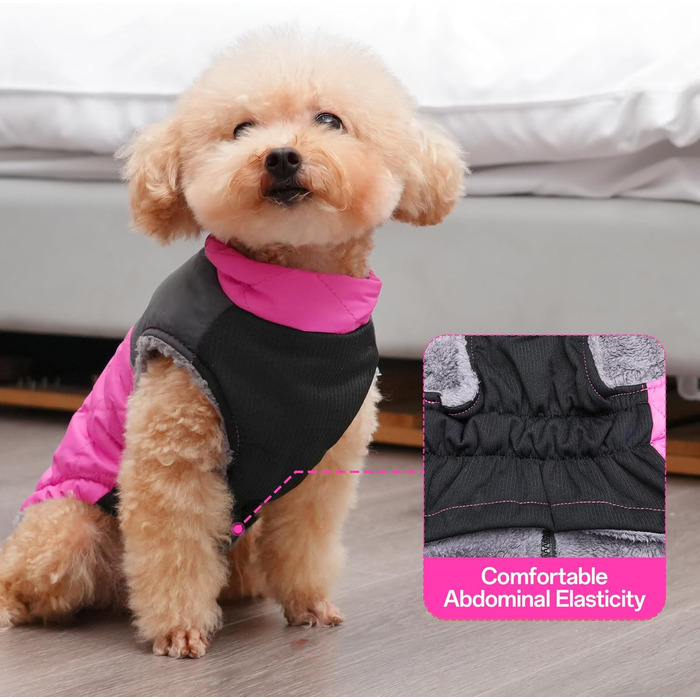 Тепла флісова куртка для собак, D-посилання, водонепроникна куртка для цуценят на холодну зиму, Рожева M (Pack of 1), Рожева