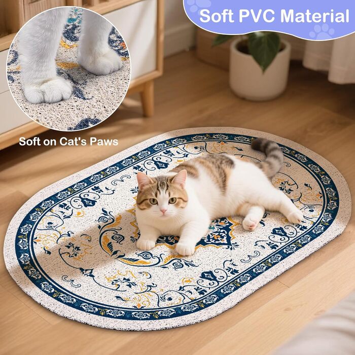 Килимок для котячого туалету Bienbee Katzentoilettenmatte, великий розмір, 101,6 x 76,2 см, з антиковзним шаром, легко миється, аксесуар для дому, синій, XL