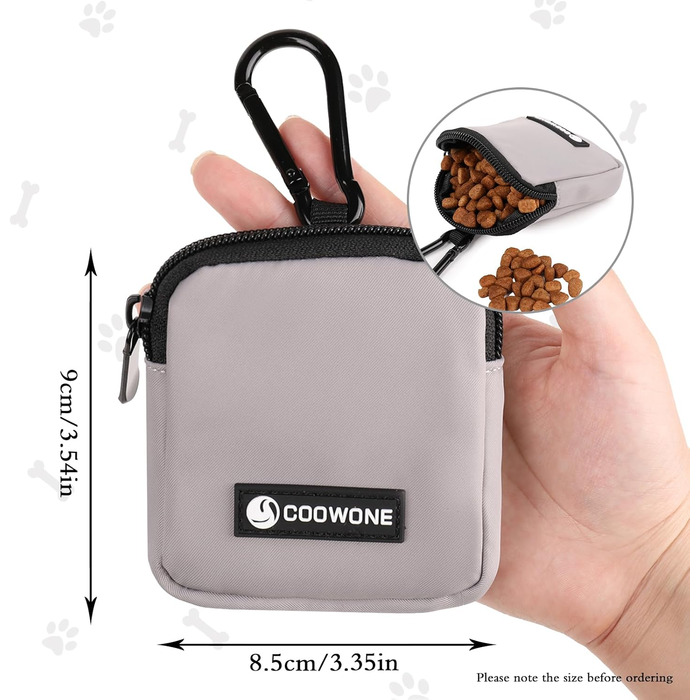 Сумка для ласощів для собак COOWONE з кликером для дресирування, водонепроникна, з тримачем для пакетів, чорна та сіра