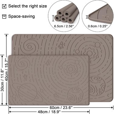 Підкладка під миску для собак та котів OHMO, 60x40 см, силіконова, неслизька, водонепроникна, бежева