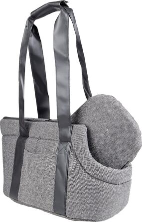 Сумка для собак Danira сірого кольору – 50x24x26см – поліестер, знімний килимок та дно, страховочна стрічка, кишеня, легко миється