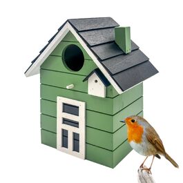 Пташник Vogelhaus No.64 - ідеальне місце для малих птахів (синиць, зябликів, сніжників). Підходить для декору інтер'єру та як гніздовий будиночок на вулиці. Темно-зелений колір.