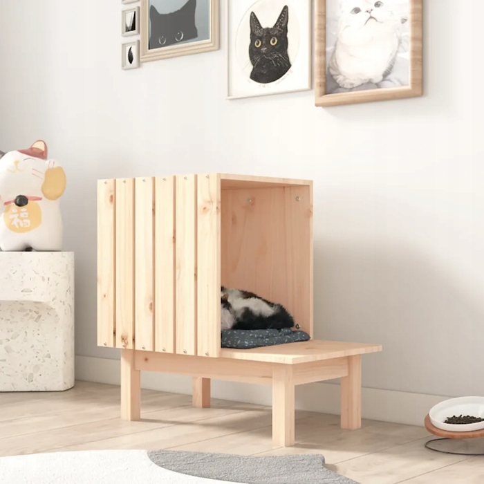 Будиночок для кота, 60x36x60 см, натуральне соснове дерево