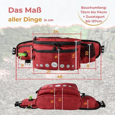 Водонепроникна сумка-пояс для собак - сумка для ласощів, сумка для тренувань, сумка для прогулянок з тримачем для пляшки, сумка для корму з дозатором для відходів, бордово-червона