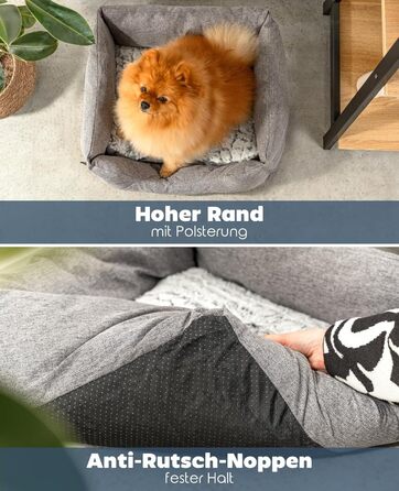 Крісло-лежанка для собак та котів Lionto з м'яким двостороннім подушкою, 60x50 см, сірого кольору