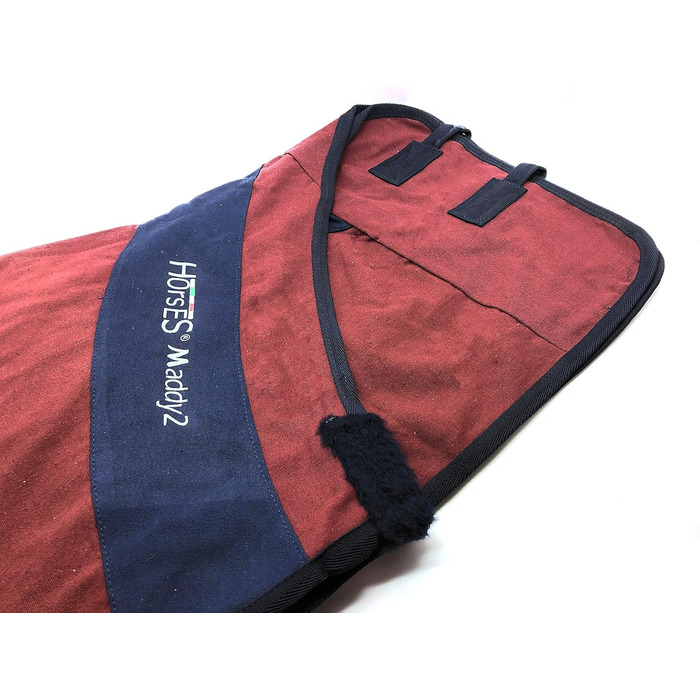 Літня повісь для коня Maddy 2, бавовняна легка та дихаюча стібленка для весни та літа з ременями та захистом хвоста (Бордовий/Синій, 128 см)