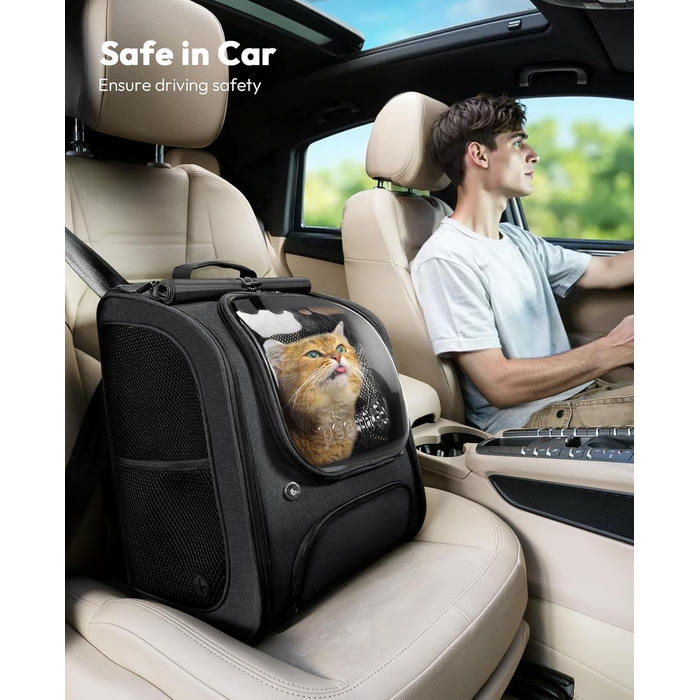 Рюкзак для кота Pecute з сіткою, чорний, великий: зручний та дихаючий для перевезення тварин