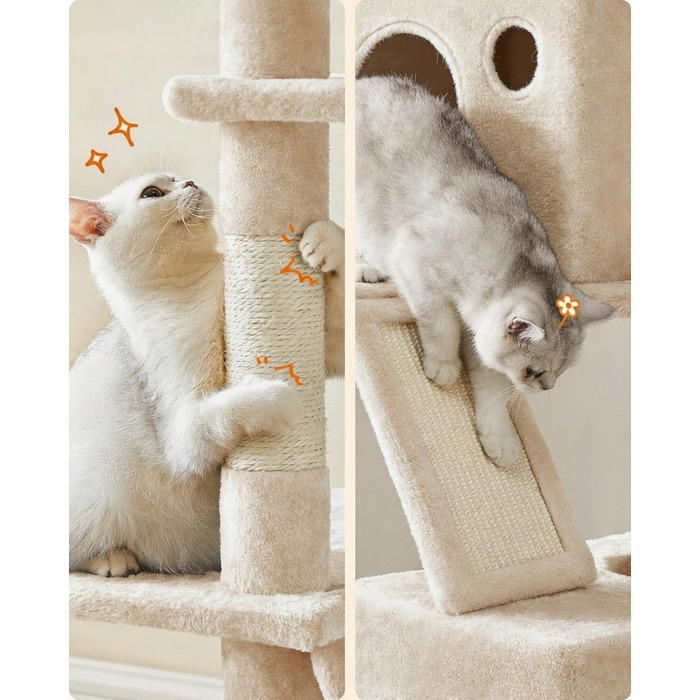 Ігровий комплекс для котів XXL: будинок-вежа з дряпачками, 185 см