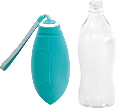 Водяний диспенсер Record з пляшкою - практичний та функціональний - силікон, 400 мл, 8 x 23 см, колір морської хвилі - для прогулянок та подорожей