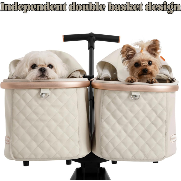 Візок для собак та котів на 2 тварин, знімний багажник, складний, 4 колеса, для подорожей та кемпінгу