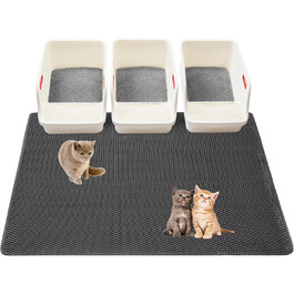 Килимок під лоток для котів, XXL, 119.4 x 91.4 см, вологостійкий, антислизький, сірий