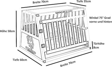 Транспортна переноска для собак DOGHEAD Ecoline, 70x60x50 см, алюмінієва, чорний/срібний колір