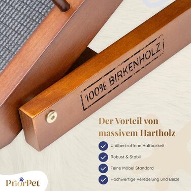 Сходинки для собак PRIORPET з берези з захисним бар'єром - регульована висота до 94.5 см - складаються - антиковзке покриття - для собак до 23 кг - колір: горіх