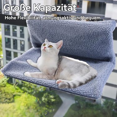 Кішка ліжко, гамак для котів на вікно, гамак для котів без мотузки, складане ліжко для котів на вікно, ліжко для котів на вікно з присосками, стійкий гамак для котів, вантажопідйомність 15 кг, сірий колір (ліжко для котів біля батареї, сірий колір)