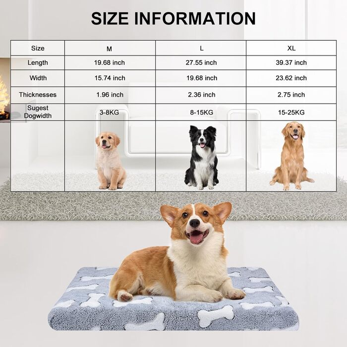 Килимок для собак Qoosea з ефектом пам'яті, сірого кольору, 50х75 см.