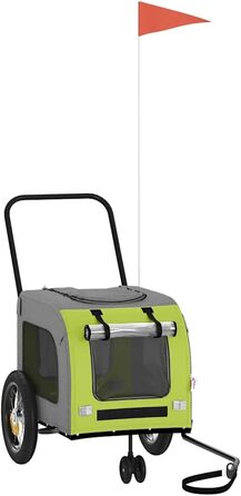 Причіп для тварин на велосипед з місцем для зберігання, зелено-сірий, для собак та котів