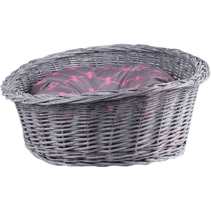 Плетене ліжко для собак та котів з лози (50x36x16 см, сірий)